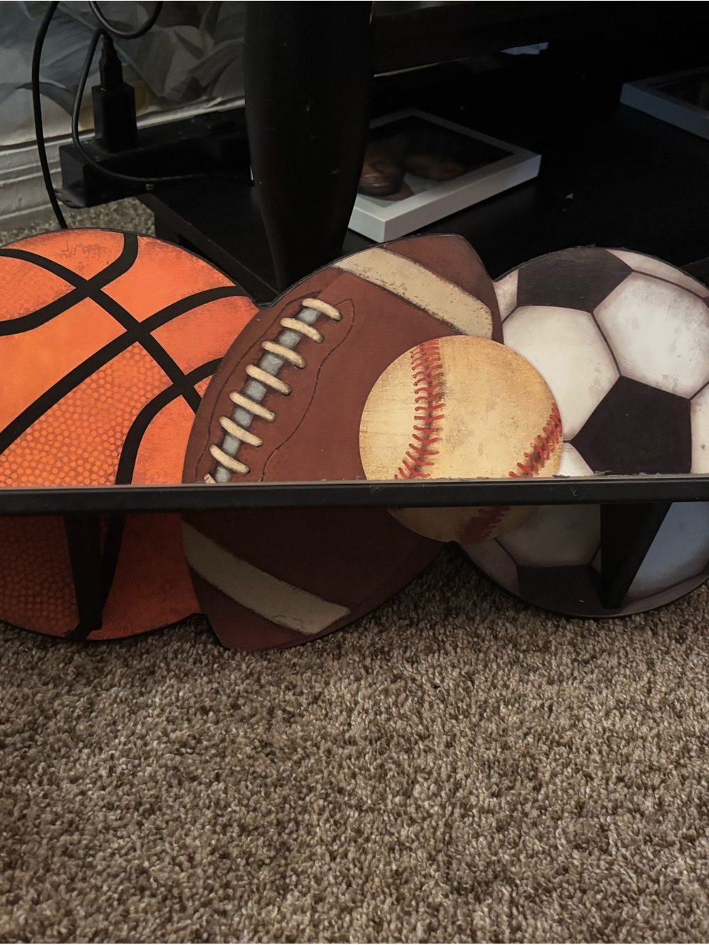 Hobby Lobby Sports Ball Wall Decor in Orange, Brown, White, Black